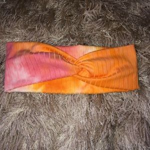 Pink and orange tie dye twist headband